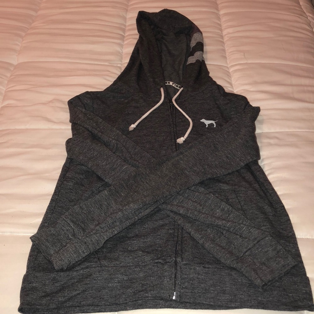 charcoal grey victoria secret zip up jacket